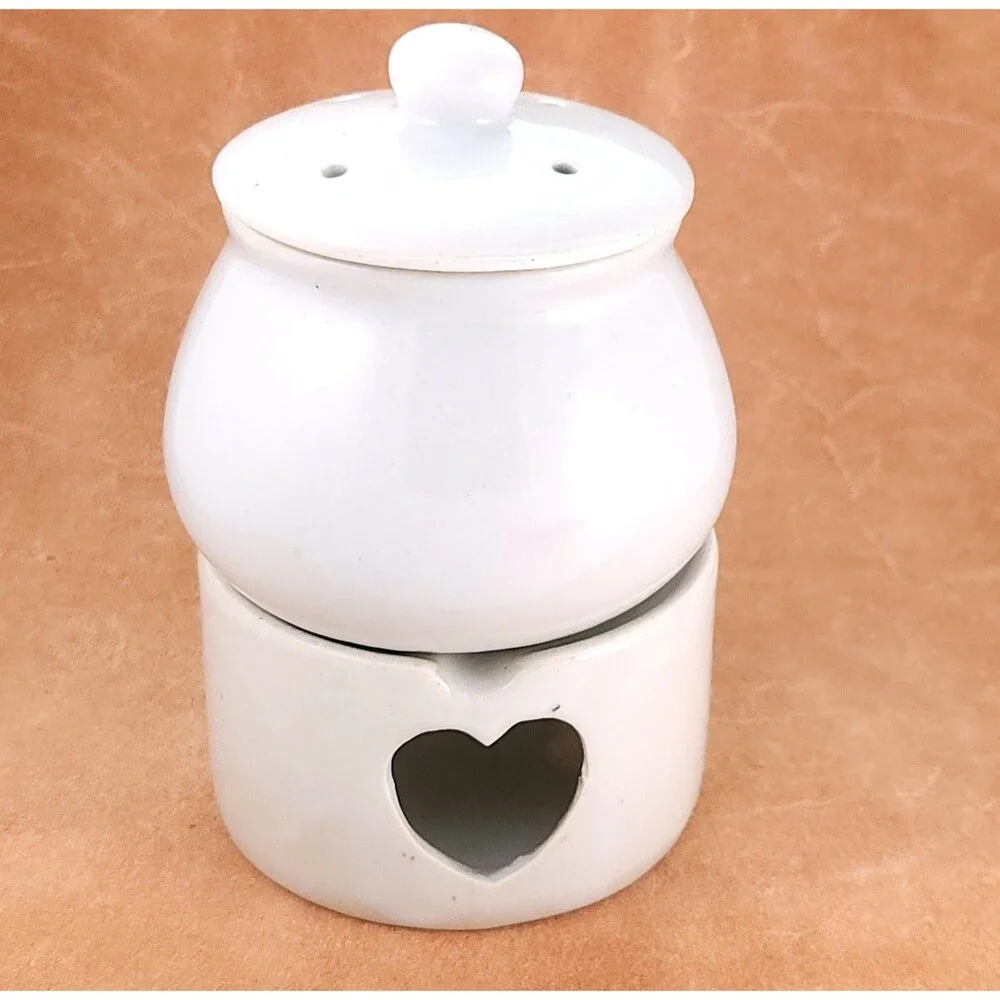 Vtg Cow Potpourri Pot Ceramic Wax Melt Tealight Warmer Sunflower 3Pc Box